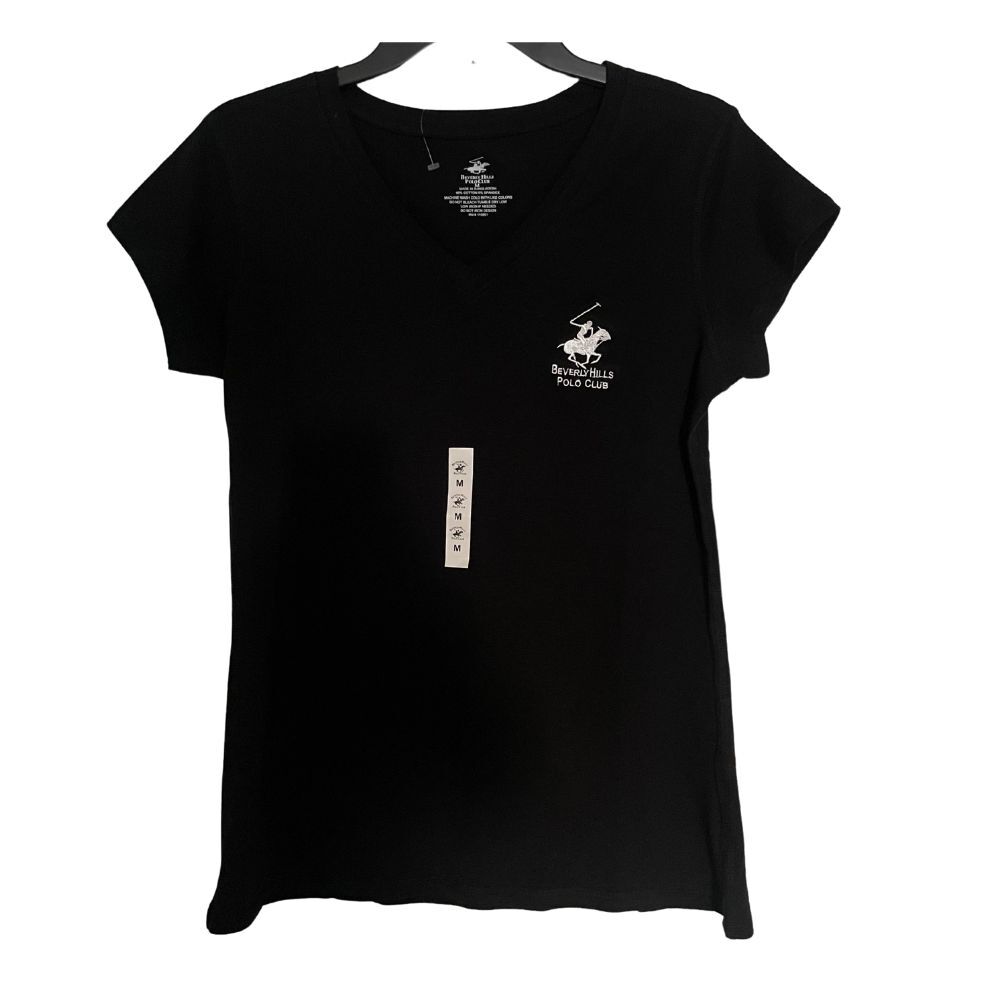 Women's Beverly Hills Polo Club Active T-Shirt Size Medium Stretch Cotton Black